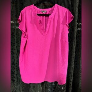 Pink flutter sleeve blouse